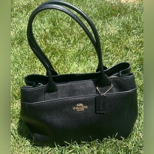 Coach 31474 Casey Tote Black Crossgrain Leather Handbag Shoulder Bag Purse